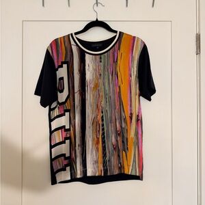 Barbara Bui Black-Neutral Trim Multicolor Graphic Tee